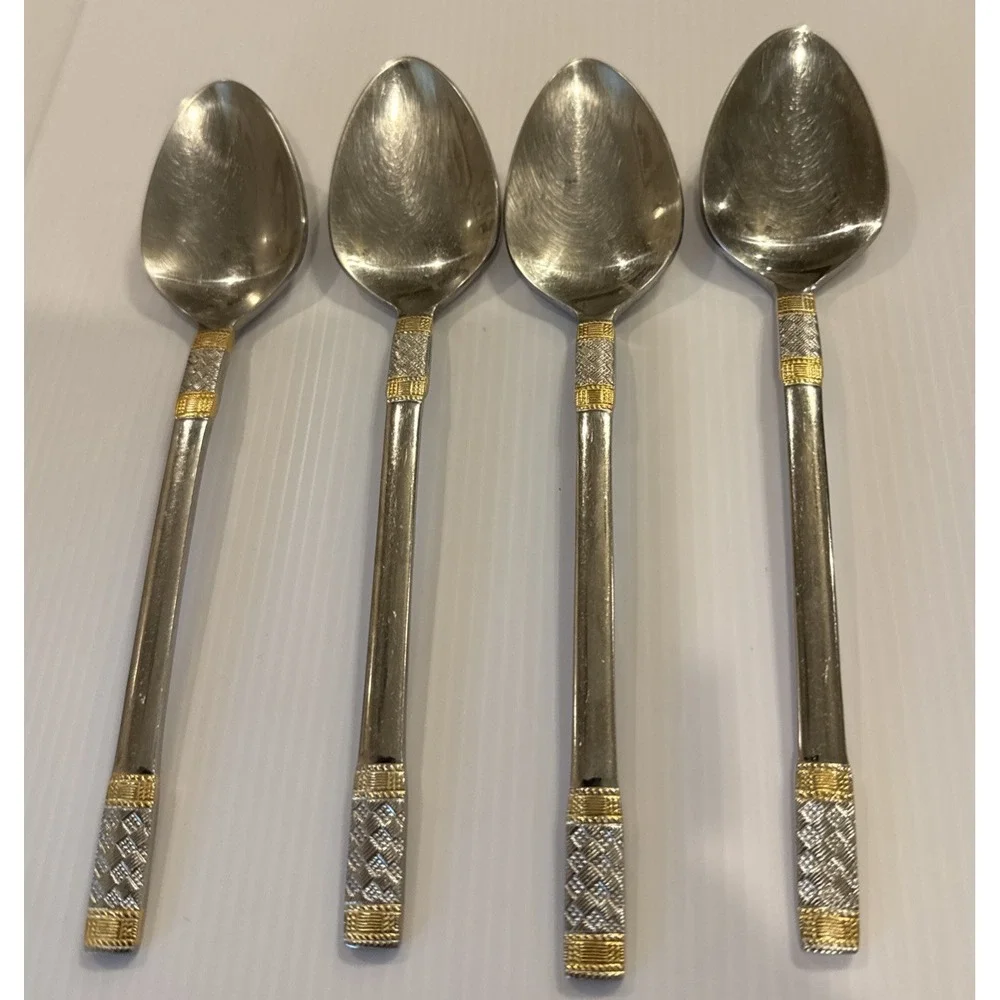 Wallace Golden Corsica Oval Soup Spoons Set Of 4 Stainless 18/10 Flatware 7 1/4